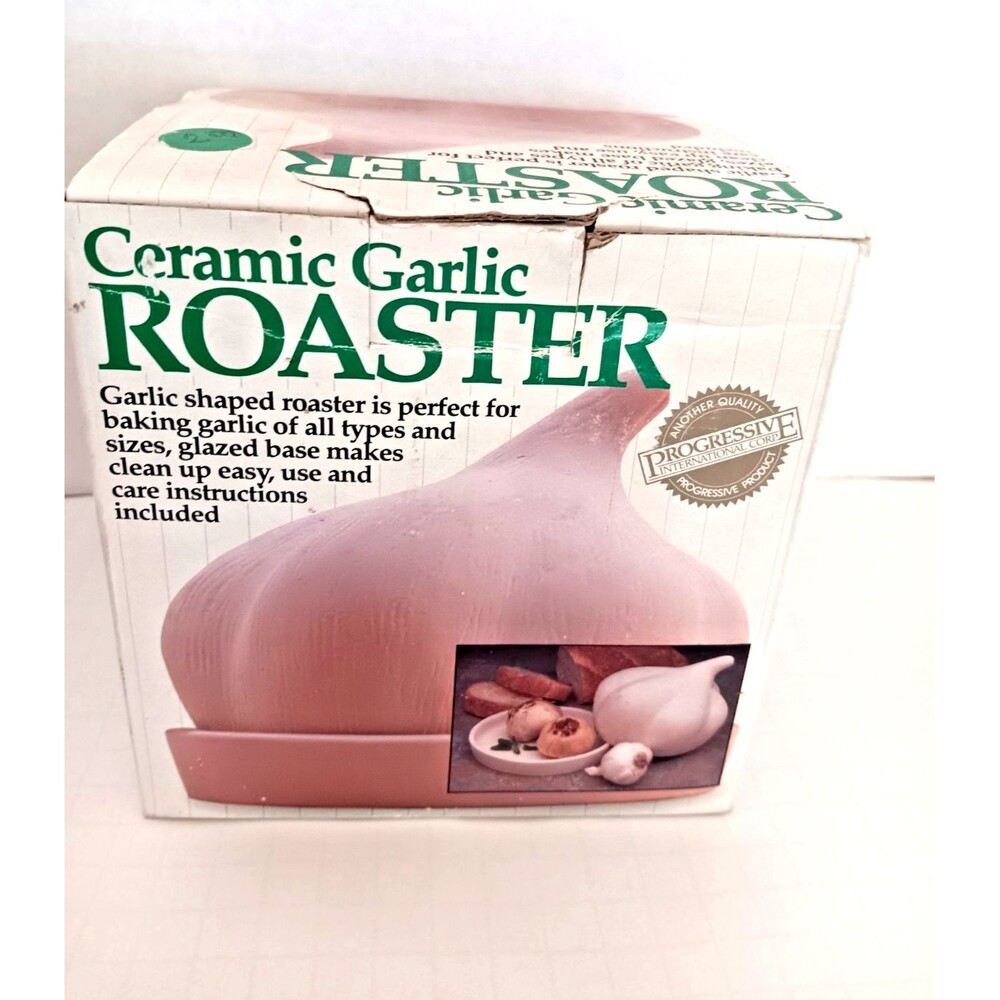 Progressive Terra Cotta Ceramic 5” Garlic Roaster White GGSB-93 1993